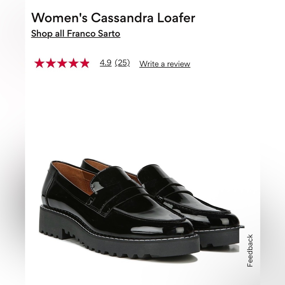 Franco Sarto Glossy Black Loafers